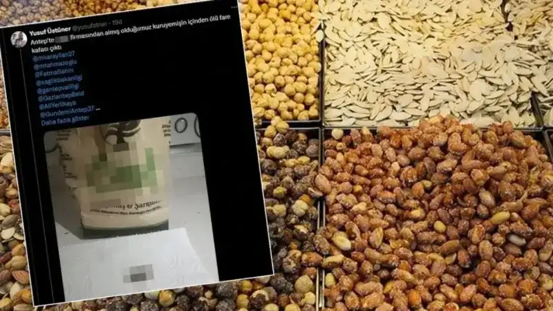 Gaziantep’te Ünlü Kuruyemiş Markasının Ürününde Fare Çıktı