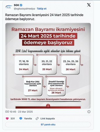 Bayram İkramiyelerinin Ödeneceği Tarih Belli Oldu: SGK Açıklama Yaptı